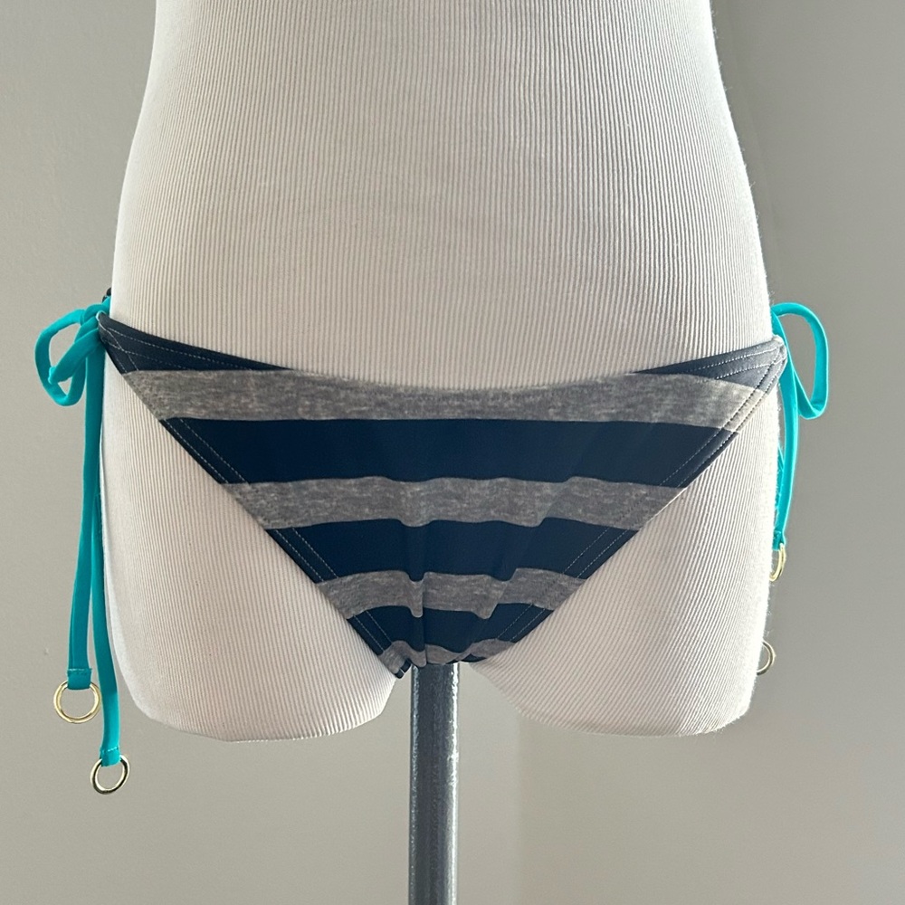 Neontide Striped Bikini Bottom with Side Ties, size small